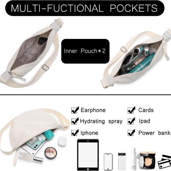 Trendy Waterproof Nylon Crescent Crossbody Bag for Unisex | Compact & Stylish - Picture 6 of 9